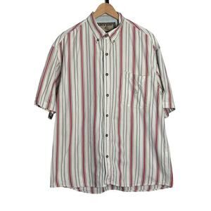 Bit & Bridle Men’s‎ Button Down Striped Short Sleeve Top Size Large 100% Cotton